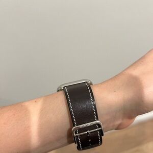 Hermes Brown Leather Watch with Silver Buckle